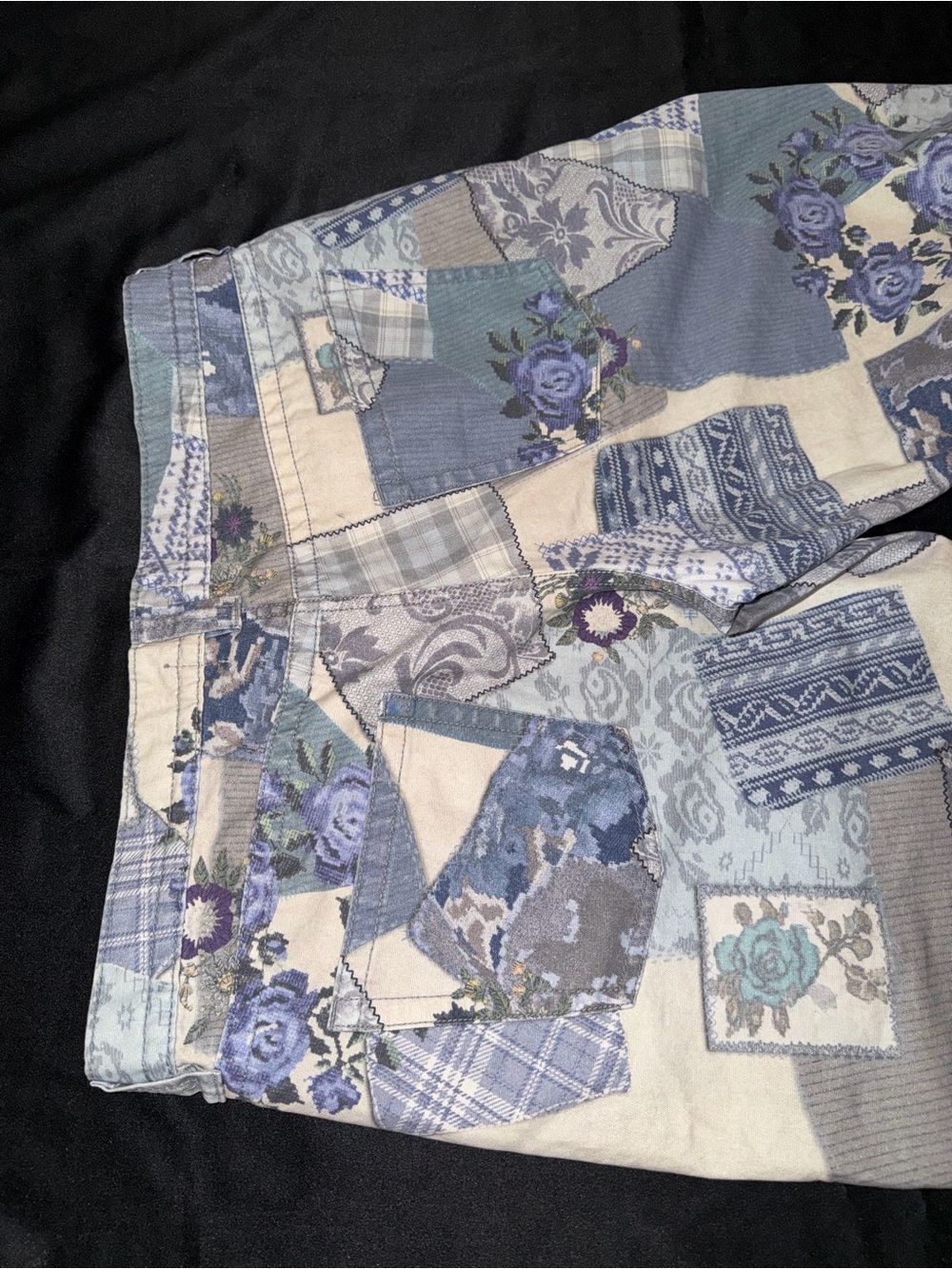 BDG Urban Outfitters Kayla Patchwork Wide Leg Pants Size 33 Low Rise Cottagecore - Picture 3 of 13